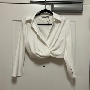 Zara White Crop Top size Small